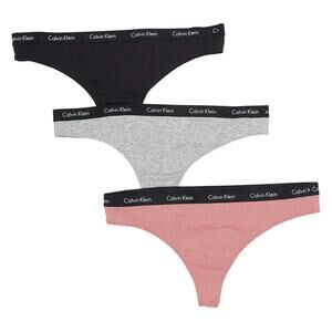 New with tags, 3 Pairs of Calvin Klein Thongs Panties, Black, Gray, Pink, LARGE